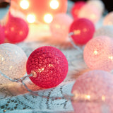 Mixed Pinks Cotton Ball Decorative Party Wedding LED Lights - 10 metre long with 100 bulb/balls
