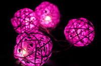 Pink Rattan Ball Decorative Party Wedding LED Lights Decor - 10 metre long with 100 bulb/balls Xmas decorations