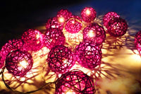 Pink Rattan Ball Decorative Party Wedding LED Lights Decor - 10 metre long with 100 bulb/balls Xmas decorations