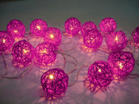 Pink Rattan Ball Decorative Party Wedding LED Lights Decor - 10 metre long with 100 bulb/balls Xmas decorations