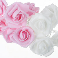 Pink n White roses table decoration or centrepiece - 5 Metre Long battery powered string fairy lights
