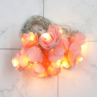 Pink roses table decoration or centrepiece - 5 Metre Long battery powered string fairy lights