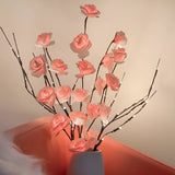 Pink Roses bunch of flowers on stems - battery powered table centrepiece fairy lights - Medium