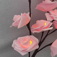Pink Roses bunch of flowers on stems - battery powered table centrepiece fairy lights - Medium