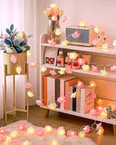 Pink n White roses table decoration or centrepiece - 5 Metre Long battery powered string fairy lights