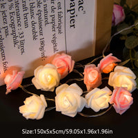 Pink n White roses table decoration or centrepiece - battery powered string fairy lights