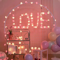 Pink n White roses table decoration or centrepiece - 5 Metre Long battery powered string fairy lights