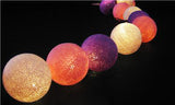 Mixed Purple Lilac Violet Cotton Ball 5cm Ball Mix - 2 Metre Battery Powered -  fairy party room lights decor