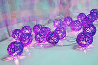 Purple Rattan Ball Decorative Party Wedding LED Lights Decor - 10 metre long with 100 bulb/balls Xmas decorations