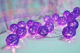 Purple Rattan Ball Decorative Party Wedding LED Lights Decor - 10 metre long with 100 bulb/balls Xmas decorations