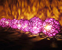 Purple Rattan Ball Decorative Party Wedding LED Lights Decor - 10 metre long with 100 bulb/balls Xmas decorations
