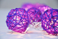 Purple Rattan Ball Decorative Party Wedding LED Lights Decor - 10 metre long with 100 bulb/balls Xmas decorations