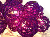Purple Rattan Ball Decorative Party Wedding LED Lights Decor - 10 metre long with 100 bulb/balls Xmas decorations