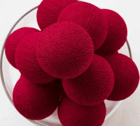 Red Cotton Ball Decorative Party Wedding LED Lights - 10 metre long with 100 bulb/balls Xmas decor