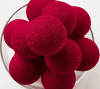 All Red Cotton Ball 5cm Ball - 2 Metre Battery Powered -  fairy party room lights xmas decor