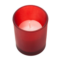 Red Frosted Glass Tea Light Candle Holder - Xmas Party Centrepiece Day Decor - 6.5cm high