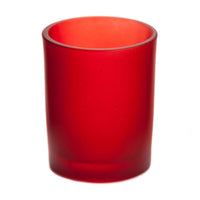 Red Frosted Glass Tea Light Candle Holder - Xmas Party Centrepiece Day Decor - 6.5cm high