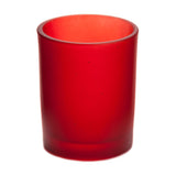 Red Frosted Glass Tea Light Candle Holder - Xmas Party Centrepiece Day Decor - 6.5cm high