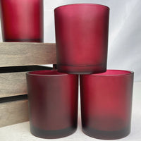 Red Frosted Glass Tea Light Candle Holder - Xmas Party Centrepiece Day Decor - 6.5cm high