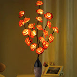 Red Roses bunch of flowers on stems - battery powered table centrepiece fairy lights - Medium
