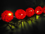 Red Rattan Ball Decorative Party Wedding LED Lights Decor - 10 metre long with 100 bulb/balls Xmas decorations