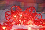 Red Heart Rattan Decorative Party Wedding LED Lights - 10 metre long with 100 bulb/hearts