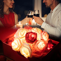 Red n White roses table decoration or centrepiece - 2 metre long battery powered string fairy lights