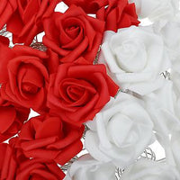 Red n White roses table decoration or centrepiece - 5 Metre Long battery powered string fairy lights