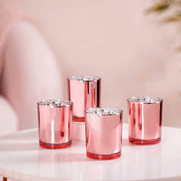 Rose Gold Glass Holder for Votive or TeaLight Candle - Golden Anniversary Decor