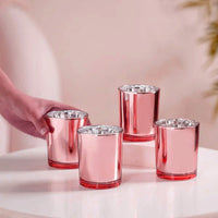 Rose Gold Glass Holder for Votive or TeaLight Candle - Golden Anniversary Decor