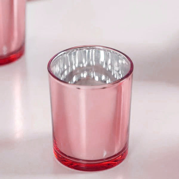 Rose Gold Glass Holder for Votive or TeaLight Candle - Golden Anniversary Decor