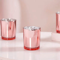 Rose Gold Glass Holder for Votive or TeaLight Candle - Golden Anniversary Decor