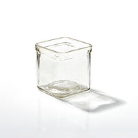 Square Clear Glass Tea Light Candle Holder - Large 7.5cm cube - Succulent Plant Holder - Party Decoration Homeware