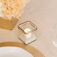 Square Clear Glass Tea Light Candle Holder - Large 7.5cm cube - Succulent Plant Holder - Party Decoration Homeware
