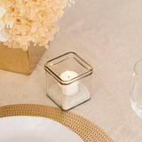 Square Clear Glass Tea Light Candle Holder - Large 7.5cm cube - Succulent Plant Holder - Party Decoration Homeware