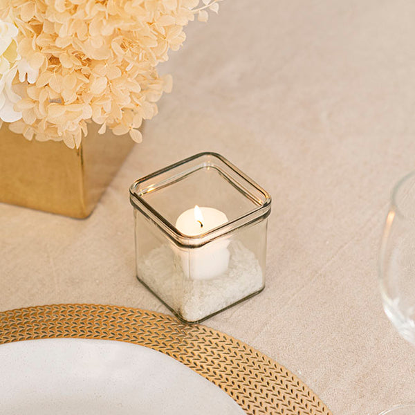 succulent tea light holder Square Clear Glass Tea Light Candle Holder - Large 7.5cm cube