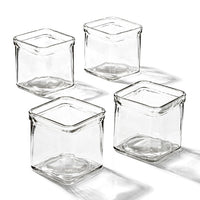 Square Clear Glass Tea Light Candle Holder - Large 7.5cm cube - Succulent Plant Holder - Party Decoration Homeware