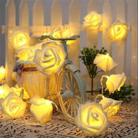 White roses table decoration or centrepiece - 5 Metre Long battery powered string fairy lights