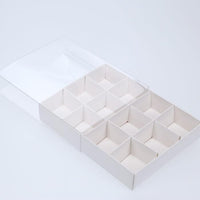 12 Cavity Chocolate White Product Presentation Gift Box - 16x12x3cm - White with Clear Lid - Retail Product Show case