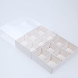 12 Cavity Chocolate White Product Presentation Gift Box - 16x12x3cm - White with Clear Lid - Retail Product Show case