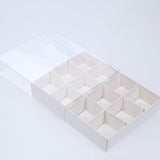12 Cavity Chocolate White Product Presentation Gift Box - 16x12x3cm - White with Clear Lid - Retail Product Show case