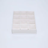 12 Cavity Chocolate White Product Presentation Gift Box - 16x12x3cm - White with Clear Lid - Retail Product Show case