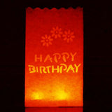 Happy Birthday Red Tealight Candle Lantern Paper Party Safe Bag - 10 Pack