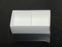 2 Cavity Chocolate White Product Presentation Gift Box - 8x4x3cm deep - White with Clear Lid - Retail Product Show case