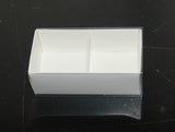 2 Cavity Chocolate White Product Presentation Gift Box - 8x4x3cm deep - White with Clear Lid - Retail Product Show case