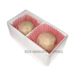 2 Cavity Chocolate White Product Presentation Gift Box - 8x4x3cm deep - White with Clear Lid - Retail Product Show case