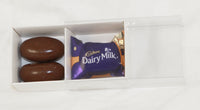 2 Cavity Chocolate White Product Presentation Gift Box - 8x4x3cm deep - White with Clear Lid - Retail Product Show case