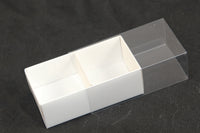 2 Cavity Chocolate White Product Presentation Gift Box - 8x4x3cm deep - White with Clear Lid - Retail Product Show case