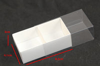 2 Cavity Chocolate White Product Presentation Gift Box - 8x4x3cm deep - White with Clear Lid - Retail Product Show case