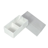 2 Cavity Chocolate White Product Presentation Gift Box - 8x4x3cm deep - White with Clear Lid - Retail Product Show case